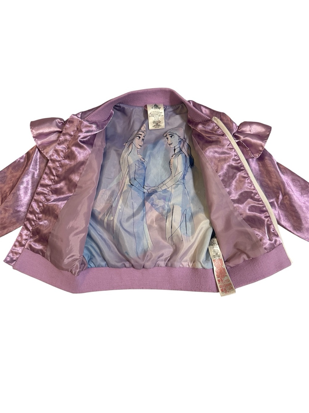Disney Frozen Lilac Satin Ruffle Bomber Jacket size 4T - Picture 4 of 5